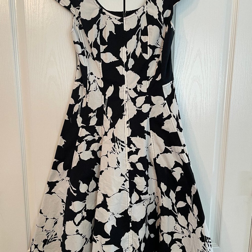 Beautiful Navy and white off the shoulder dress.